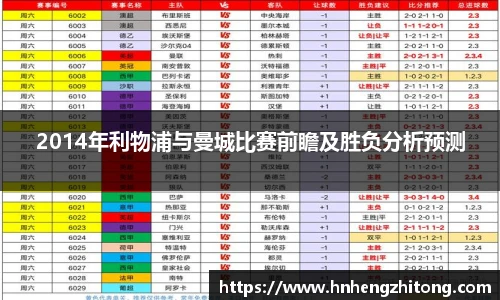 2014年利物浦与曼城比赛前瞻及胜负分析预测